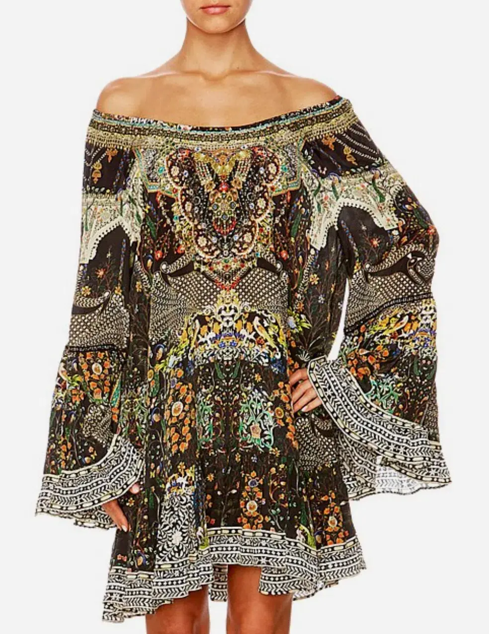 Camilla Scoop-Neck A-Line Printed Frill Mini Dress Multi Size 14/XL - Image 5