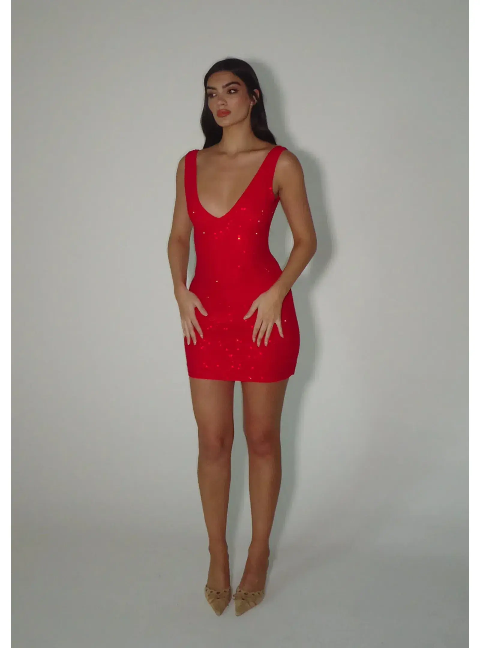SLA the label Gigi Diamanté Dress Red Size AU 8 - Image 4