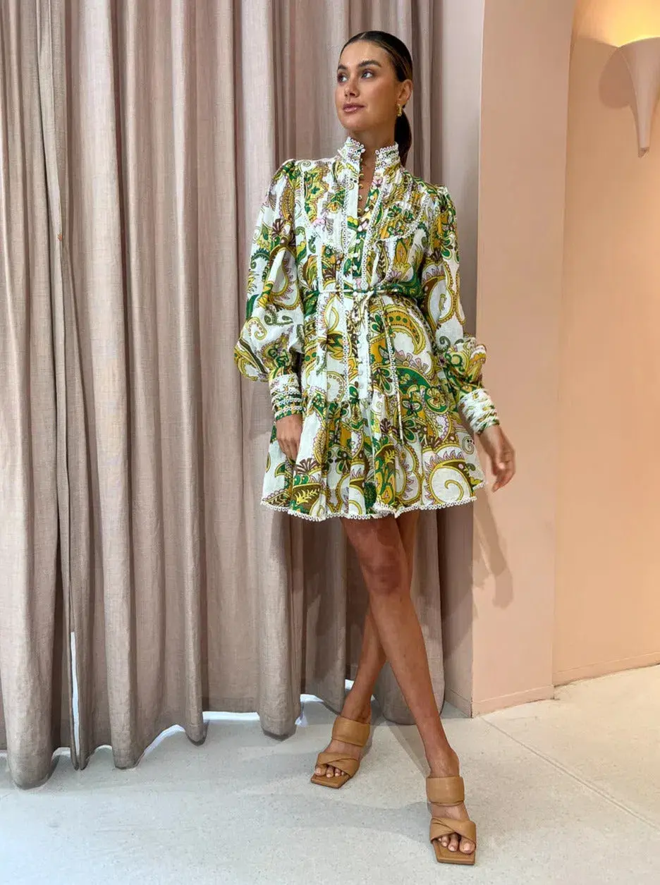 Alemais Octavia Ruffle Mini Dress Multi Size 10 for rent on The Volte - main image