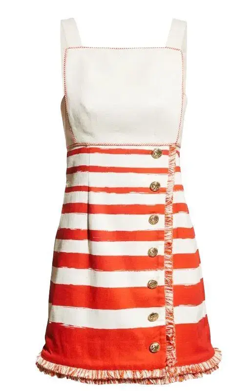 Zimmermann Postcard Boatneck Mini Dress Red Stripe Size 0 / AU 8 - Image 4