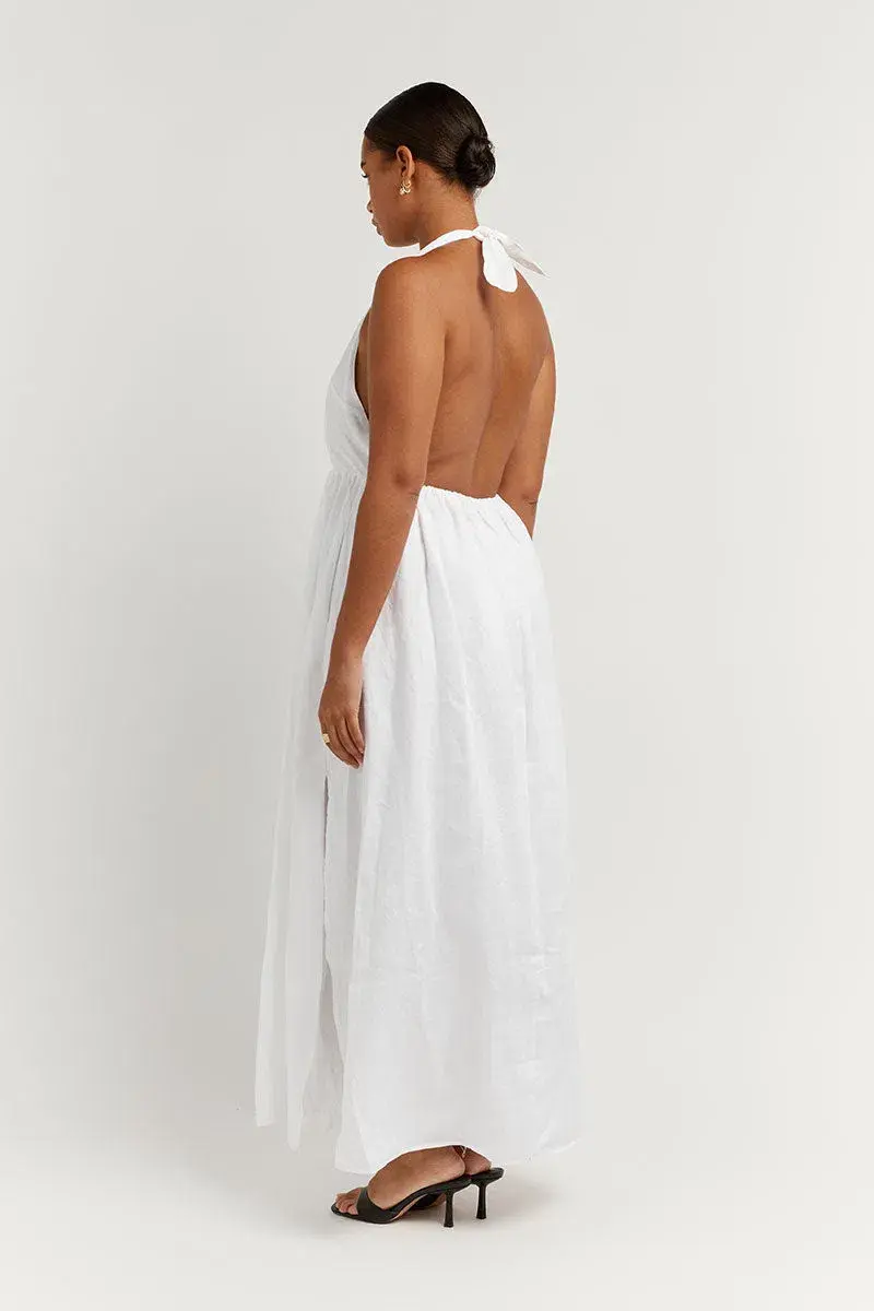 Dissh Cooper Linen Midi Dress White Size 10 - Image 3