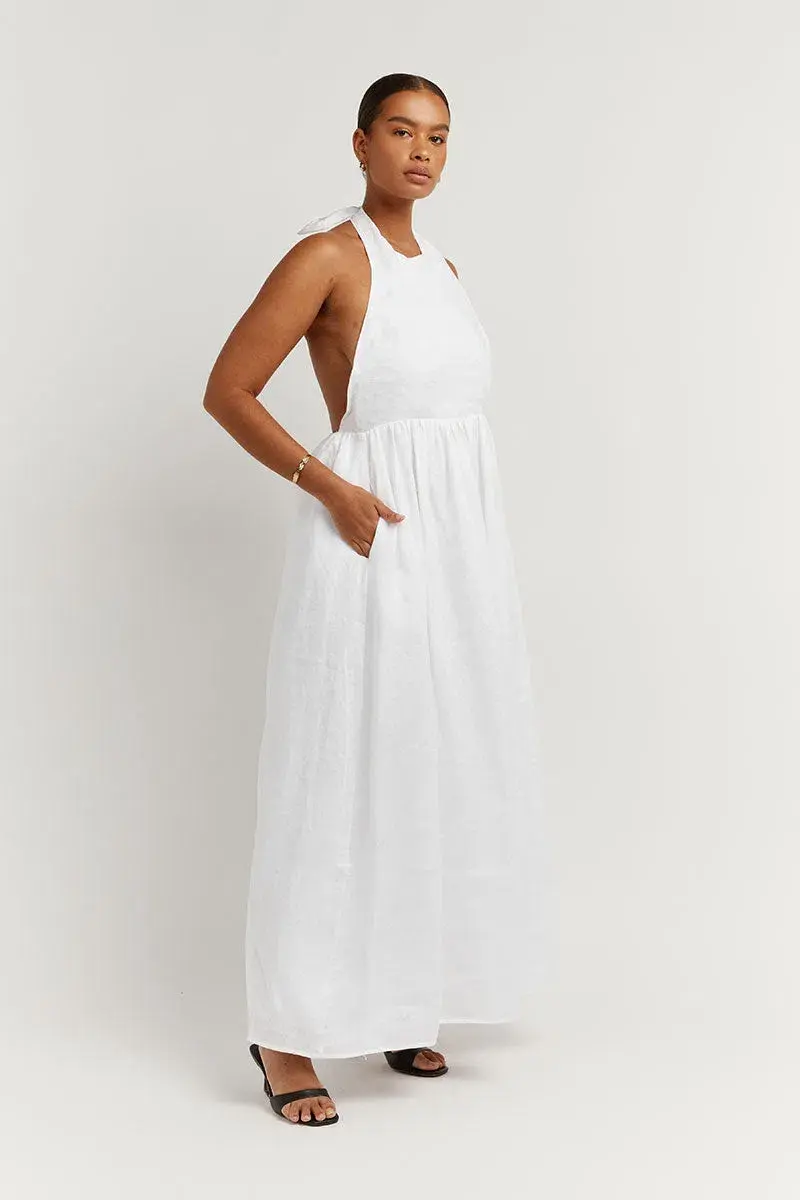 Dissh Cooper Linen Midi Dress White Size 10 - Image 2