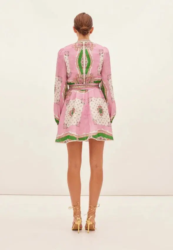 Kate Ford Mantilla Button Mini Dress Zinnia Print Size 1 (AU8) - Image 3