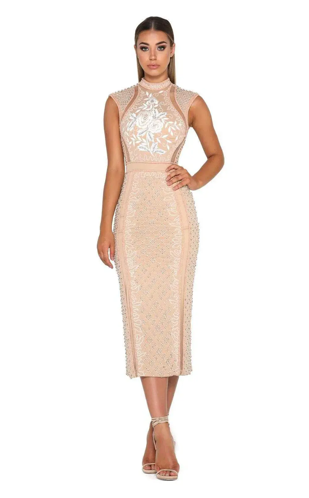 Portia And Scarlett Balmain Beaded Gown Blush Size 6 - Image 1