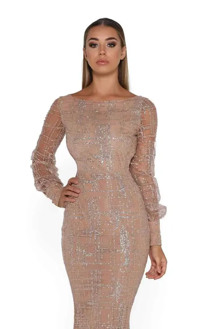 Portia And Scarlett 17655T Long Sleeve Dress Nude Size 8 - Image 2