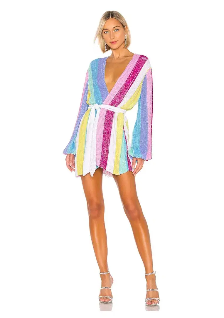Retrofete Gabrielle Robe Dress Unicorn Stripe Size 8 - Image 1