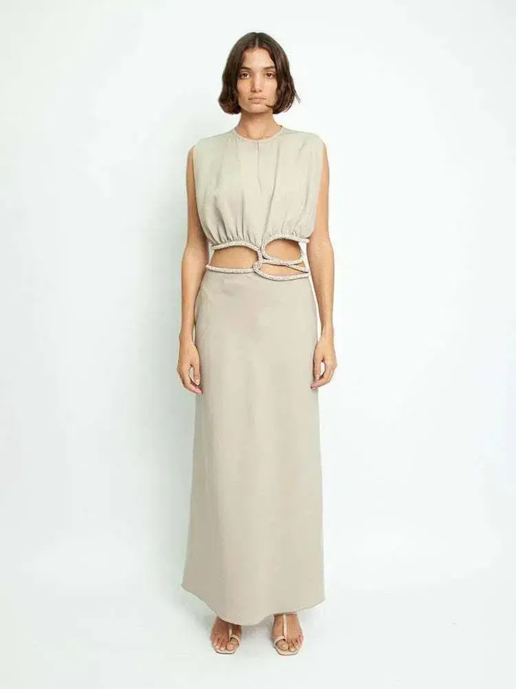 Christopher Esber Crystal Interweave Dress Sand Size 6 - Image 1