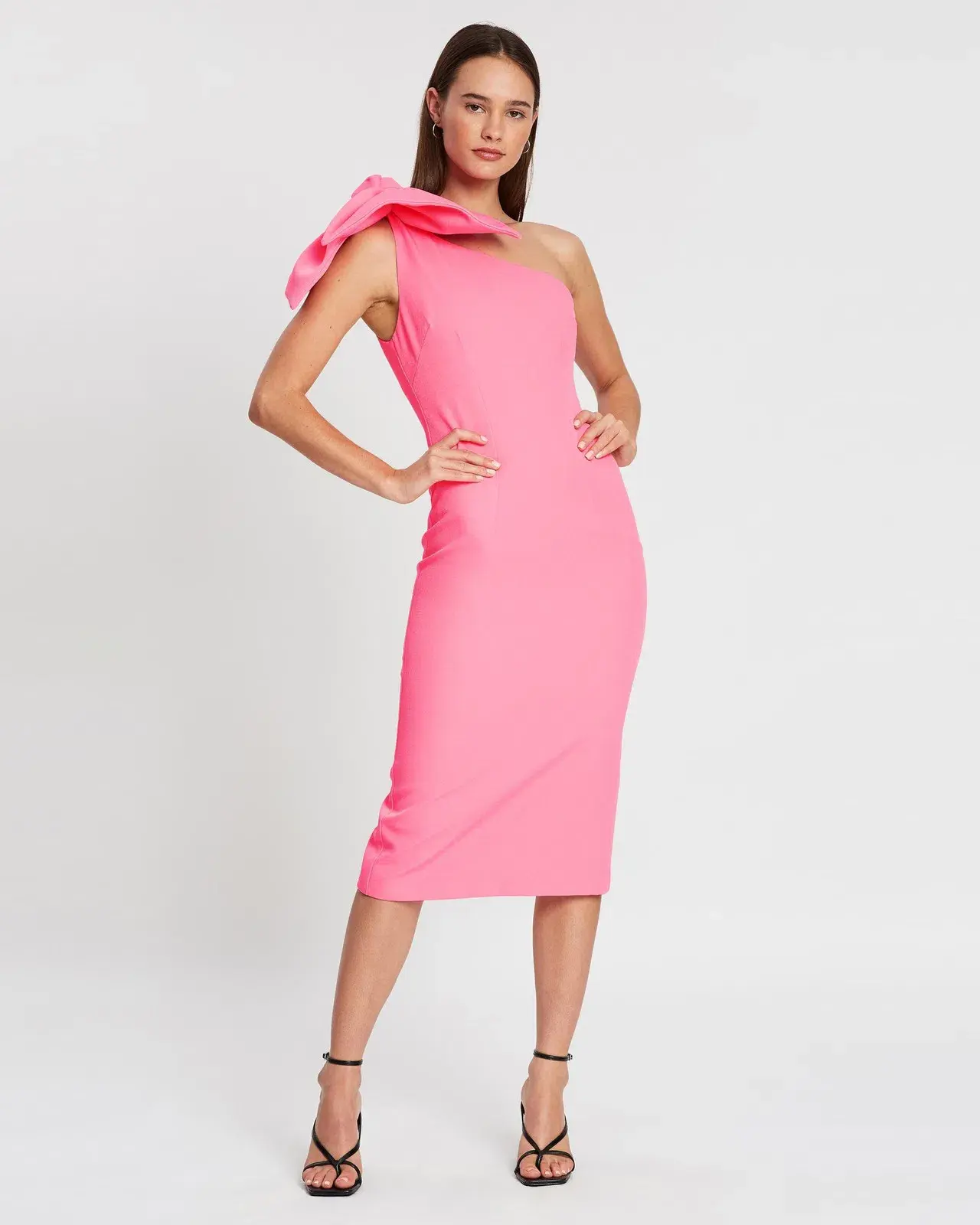 By Johnny Lani Tie Shoulder Midi Dress Pink Size 6 - Image 1