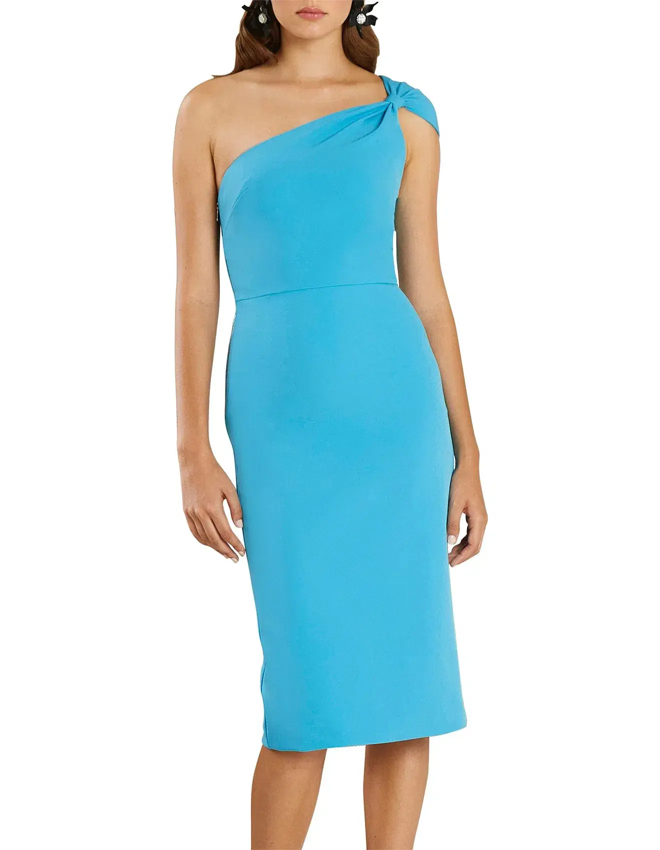 By Johnny Tied Shoulder Midi Dress Blue Size 6 - Image 1