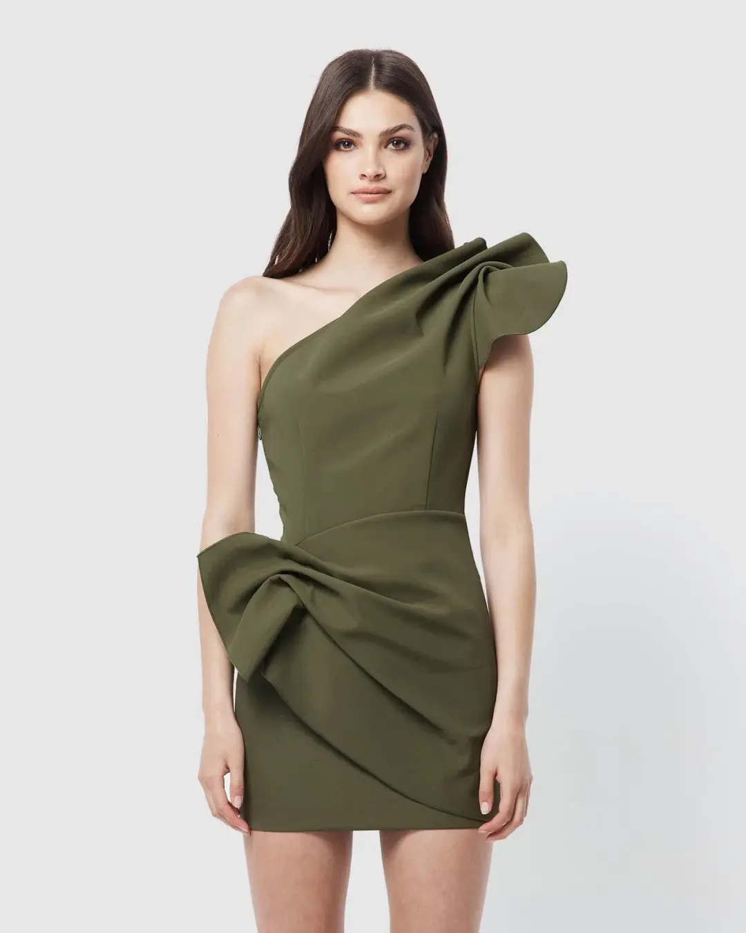 Mossman Cosmic Mini Dress Khaki Size 6 for rent on The Volte - main image