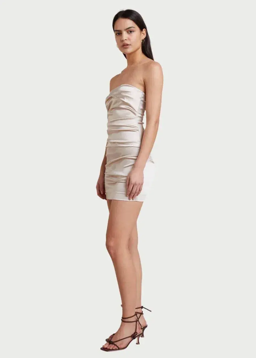 Bec & Bridge Heather Mini Dress Champagne Size 8 for rent on The Volte - main image