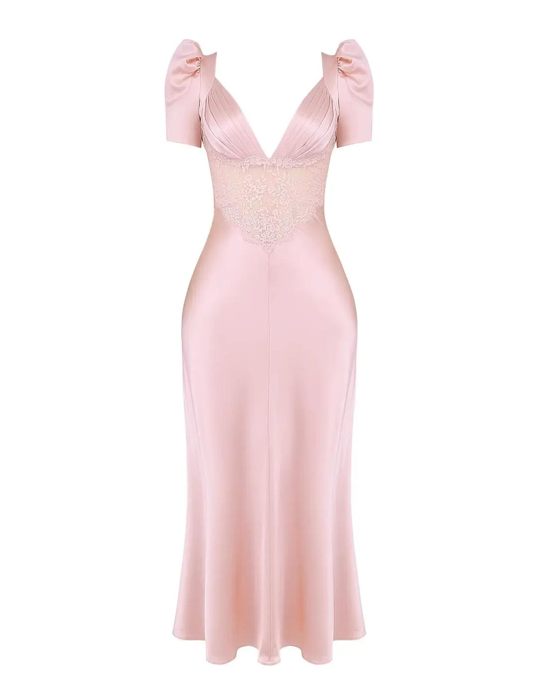 House of CB Rafaela Pure Silk & Lace Dress Soft Peach Size 12 for rent on The Volte - main image