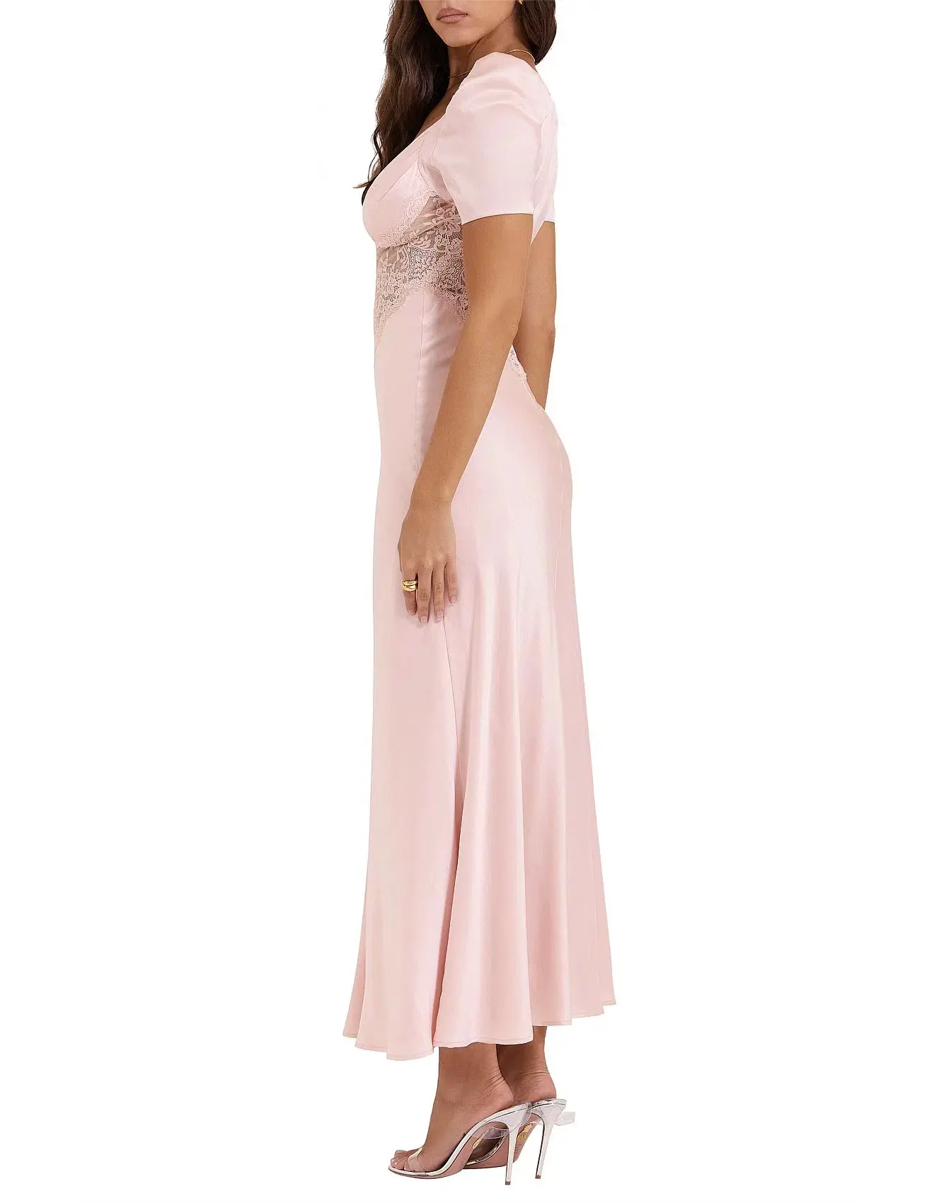House of CB Rafaela Pure Silk & Lace Dress Soft Peach Size 12 - Image 3