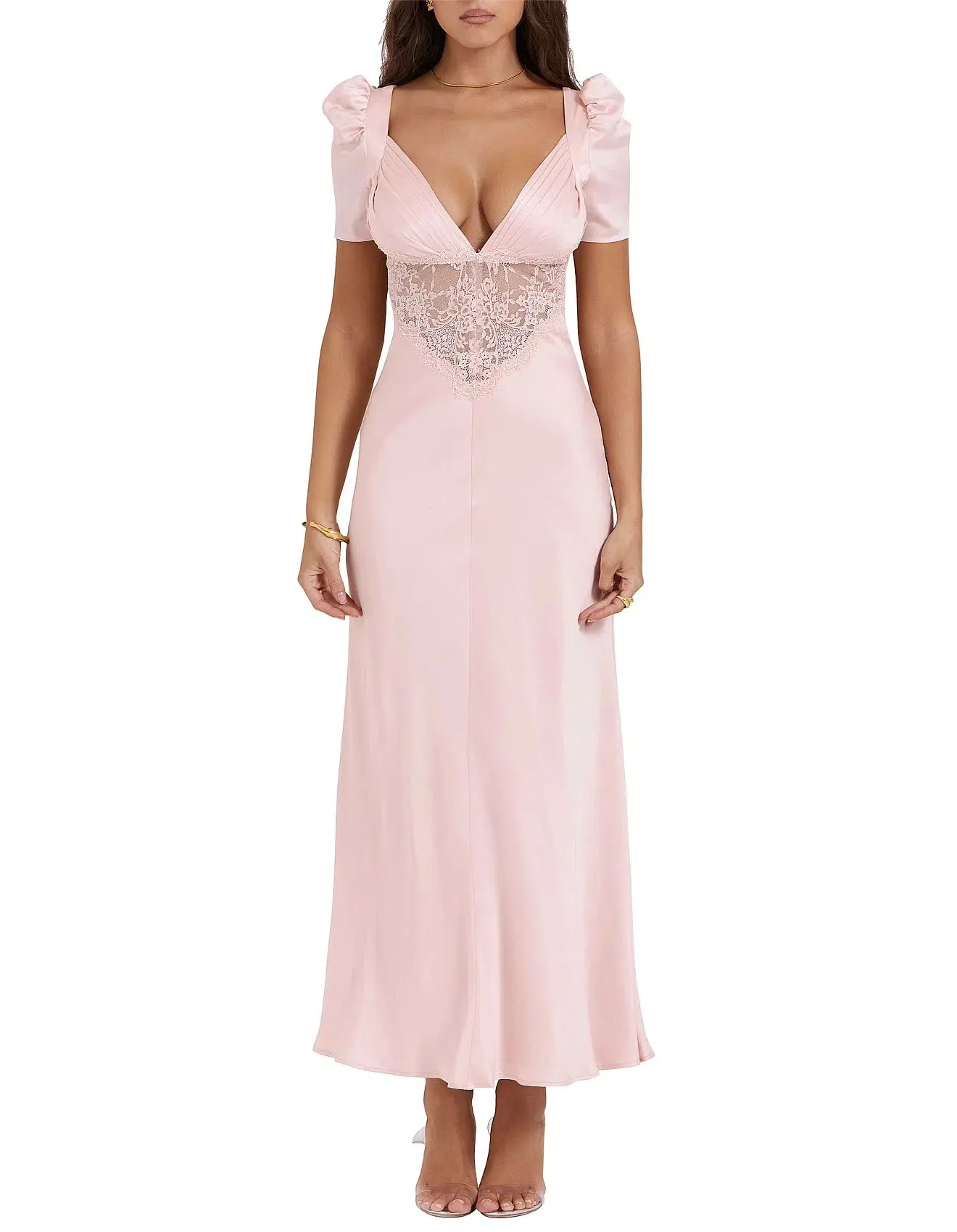 House of CB Rafaela Pure Silk & Lace Dress Soft Peach Size 12 - Image 4