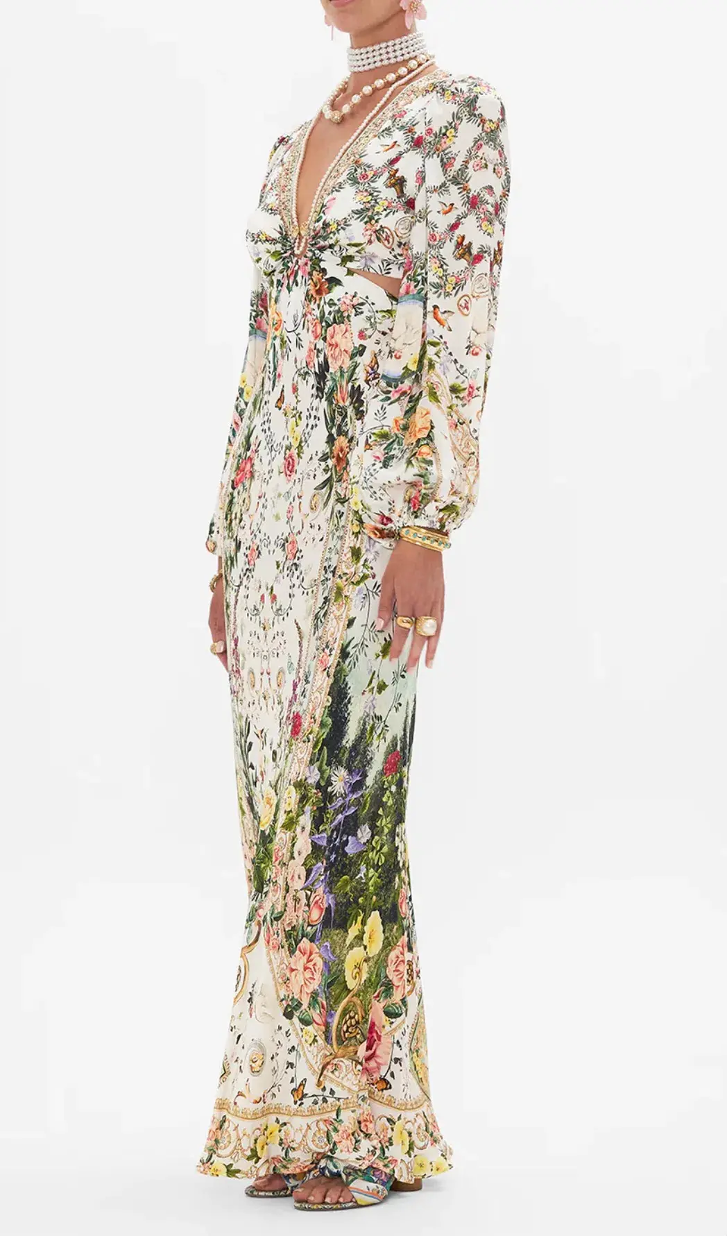 Camilla Renaissance Romance U-Ring Cut Out Dress Size 8 and Small Canvas Clutch - Image 8