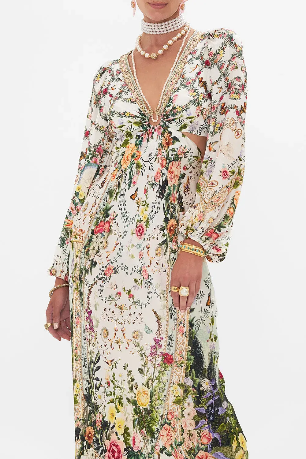 Camilla Renaissance Romance U-Ring Cut Out Dress Size 8 and Small Canvas Clutch - Image 7
