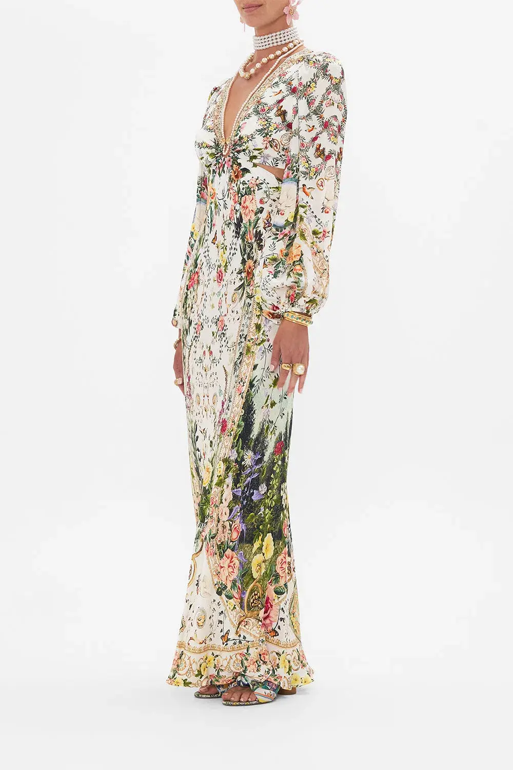 Camilla Renaissance Romance U-Ring Cut Out Dress Size 8 and Small Canvas Clutch - Image 6