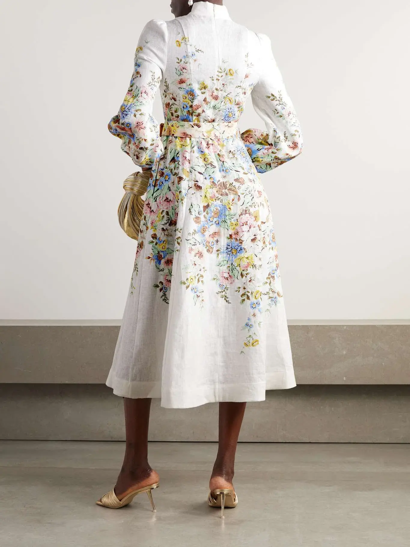 Zimmermann Matchmaker Belted Floral-print Linen Midi Dress Floral Size 3/Au 14 - Image 1