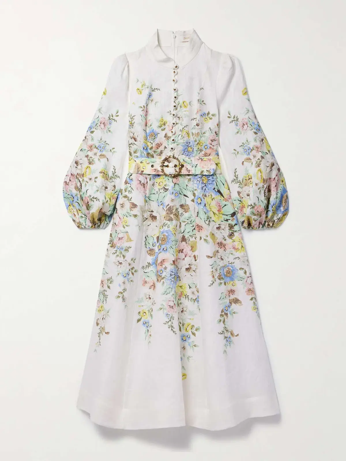 Zimmermann Matchmaker Belted Floral-print Linen Midi Dress Floral Size 3/Au 14 - Image 3