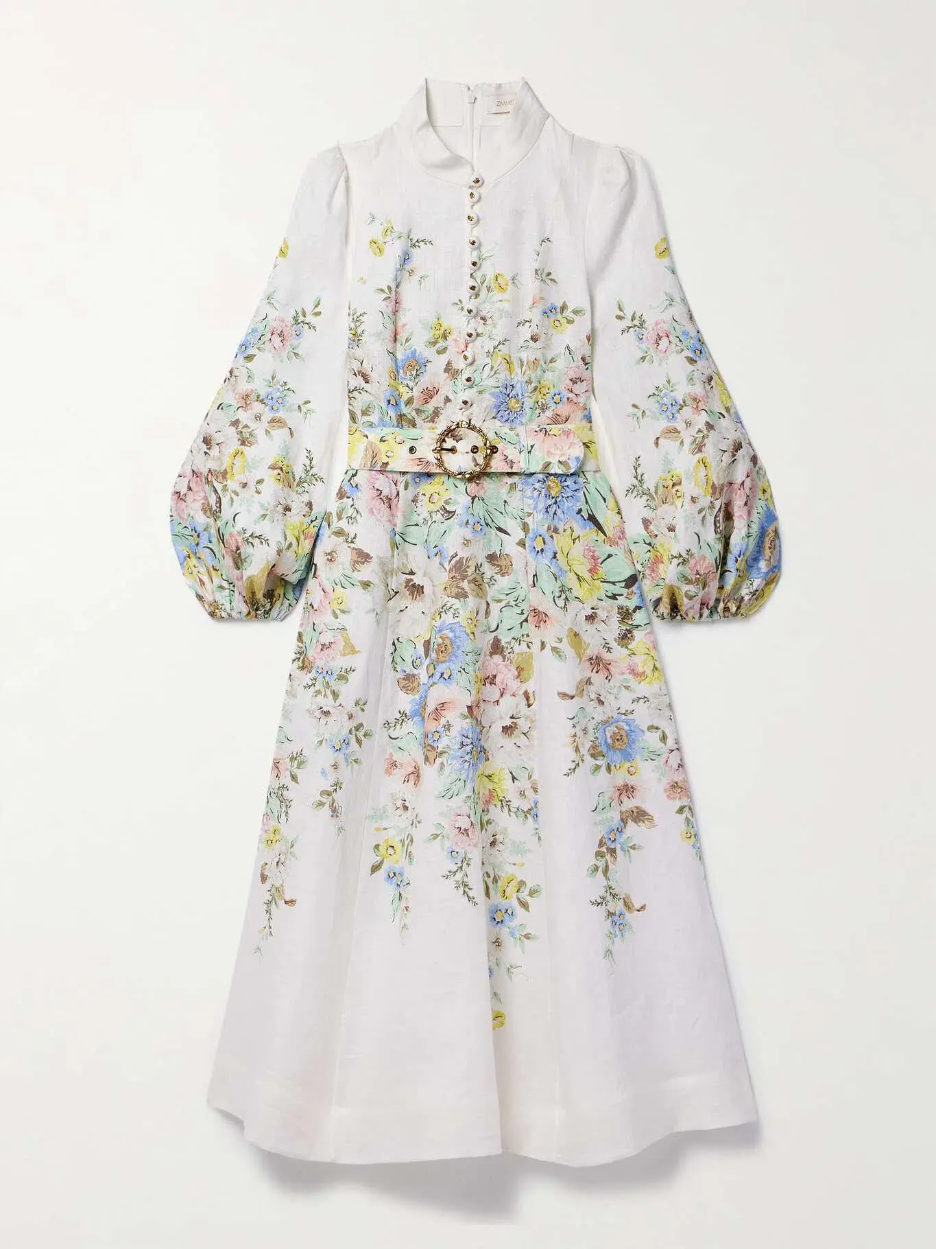 Zimmermann Matchmaker Belted Floral-print Linen Midi Dress Floral Size 3/Au 14 - Image 3