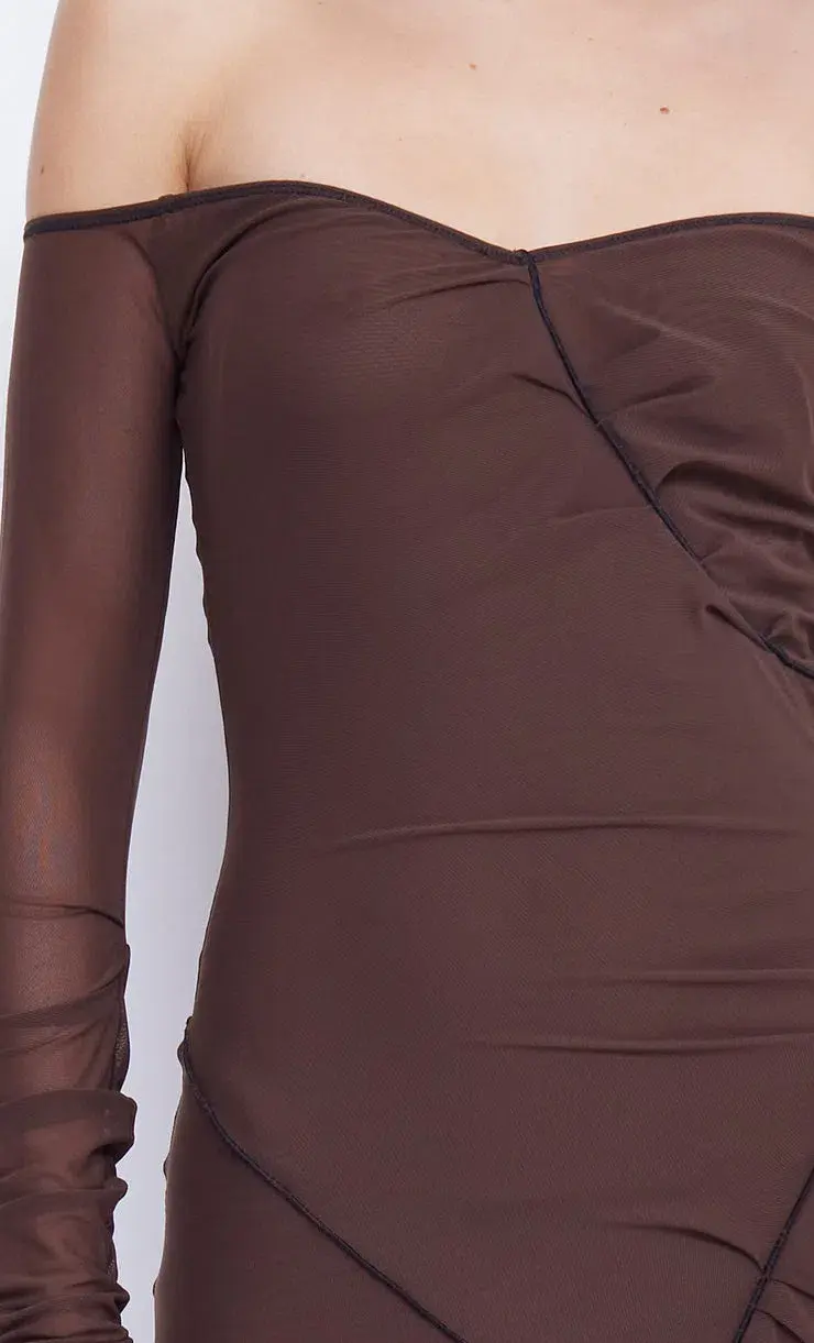 Bec & Bridge Isadora Long Sleeve Dress Chocolate/Black Size 8  - Image 2