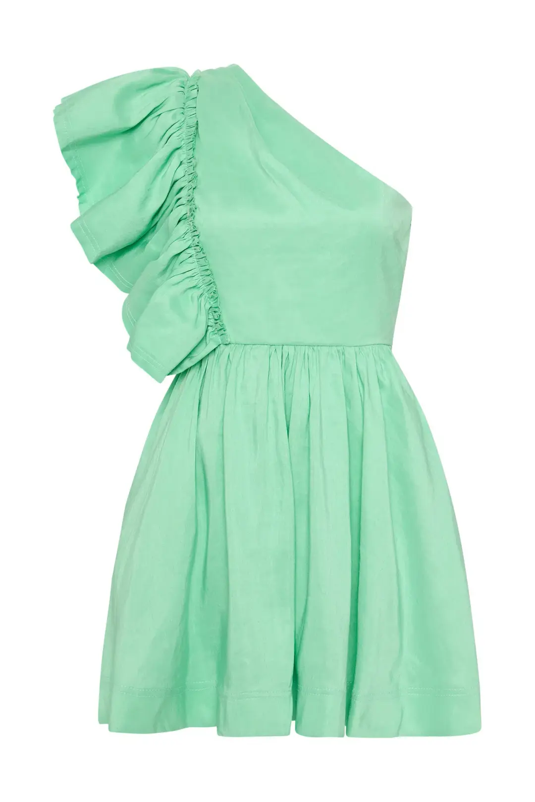 Aje Bonjour Asymmetric Mini Dress Marine Green  Size 8 for rent on The Volte - main image