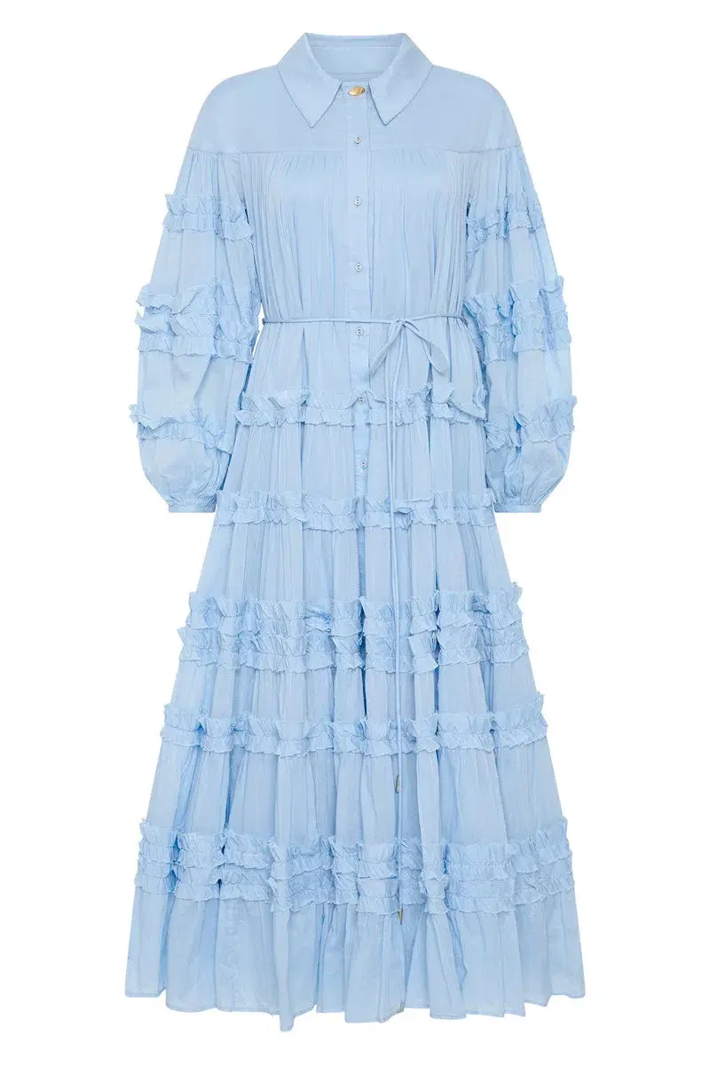 Aje Pastiche Tiered Maxi Dress Powder Blue Size 10  - Image 3