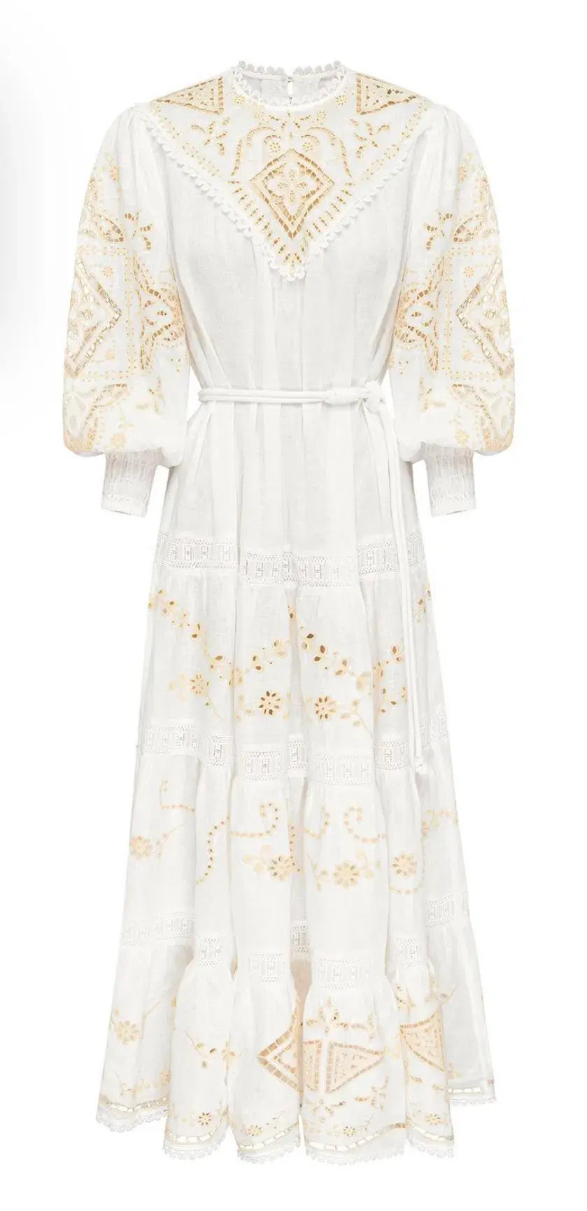 Alemais Embroidered Cecilia Midi Dress White Size AU 10  - Image 6