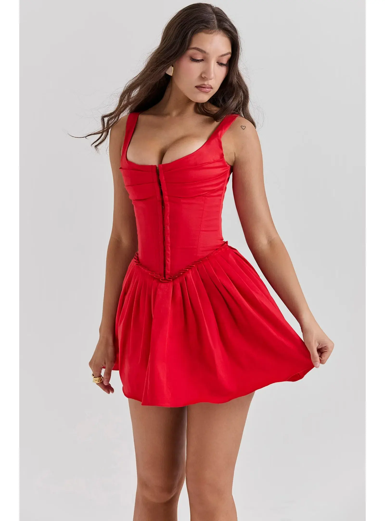 House of CB Scarlet Pleated Mini Dress Scarlet Size AU 8 - Image 2