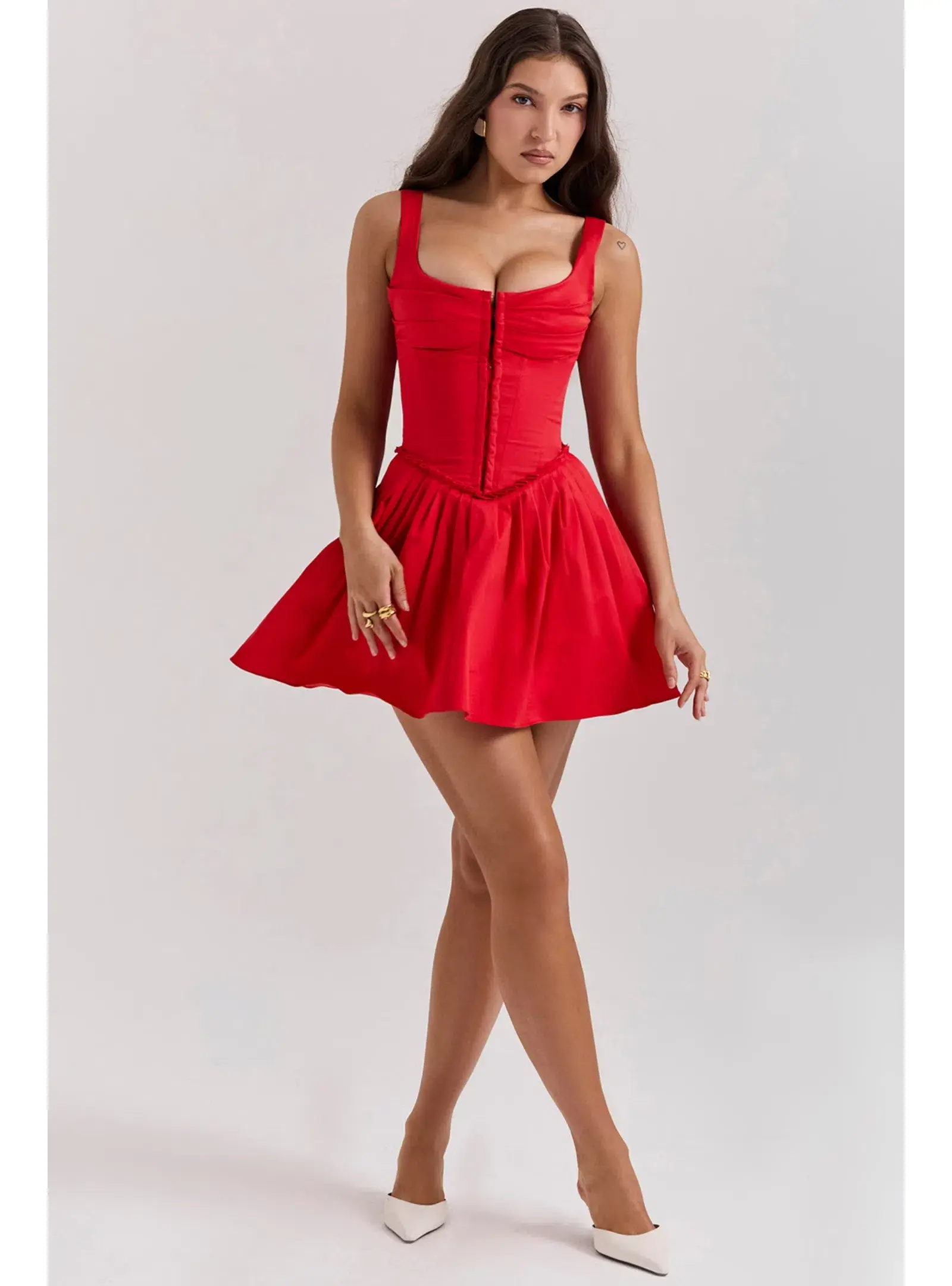 House of CB Scarlet Pleated Mini Dress Scarlet Size AU 8 - Image 1