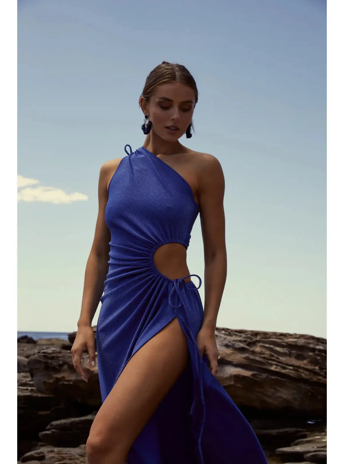 Sonya Moda Nour Shimmer Dress Blue Size AU 16 - Image 2