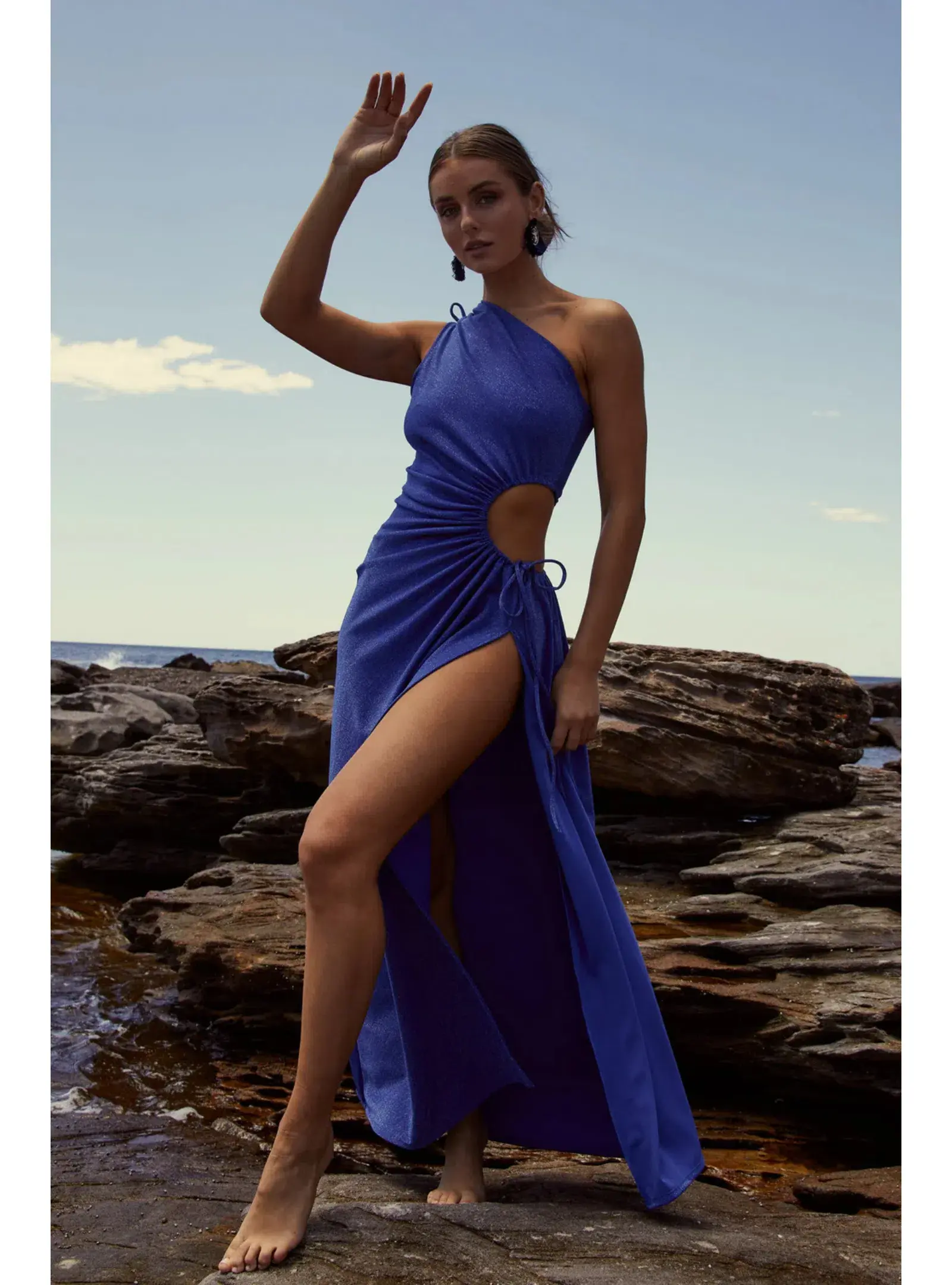 Sonya Moda Nour Shimmer Dress Blue Size AU 16 - Image 1