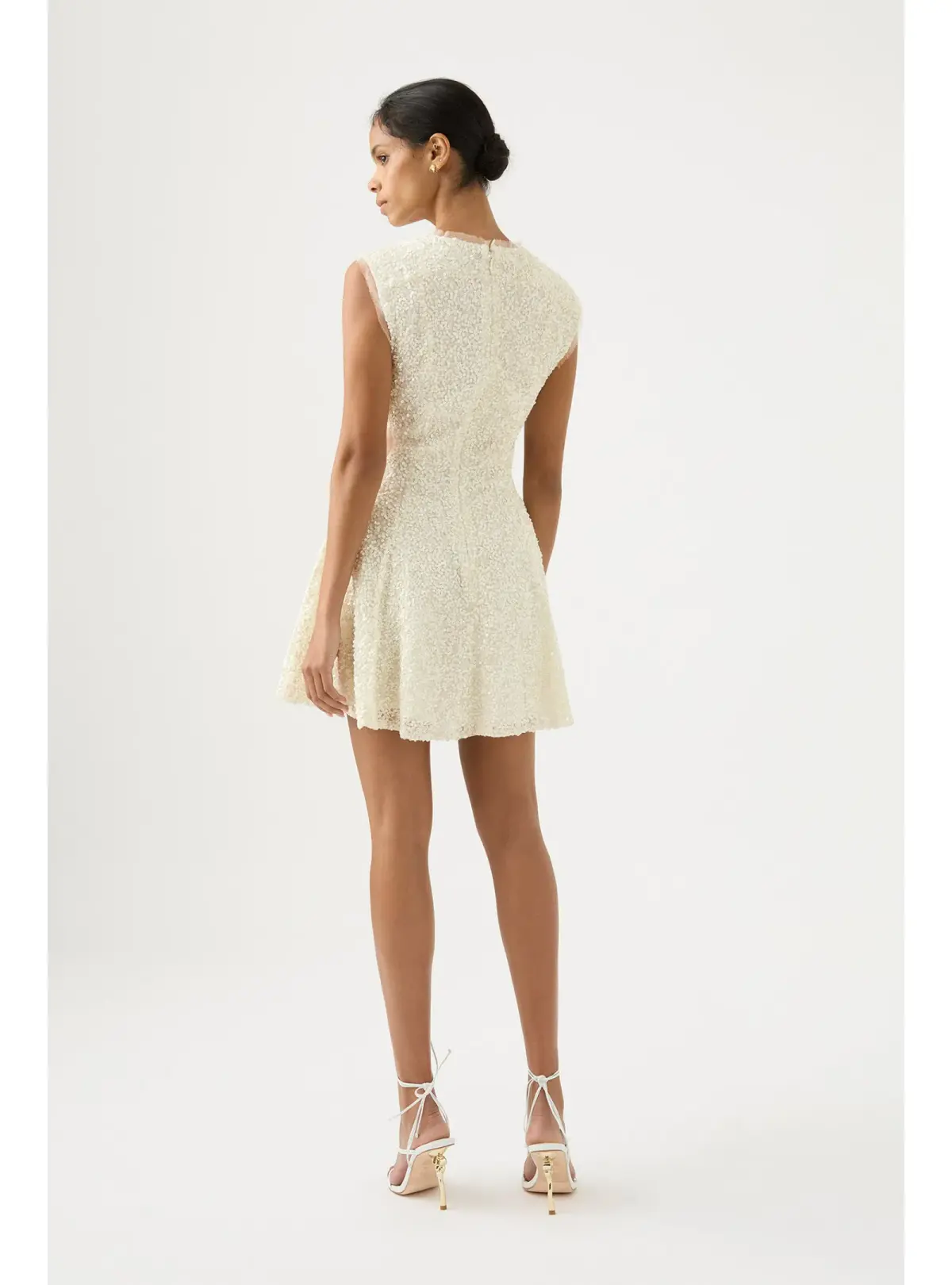 Aje Mirage Beaded Mini Dress Ivory Size AU 10 - Image 3