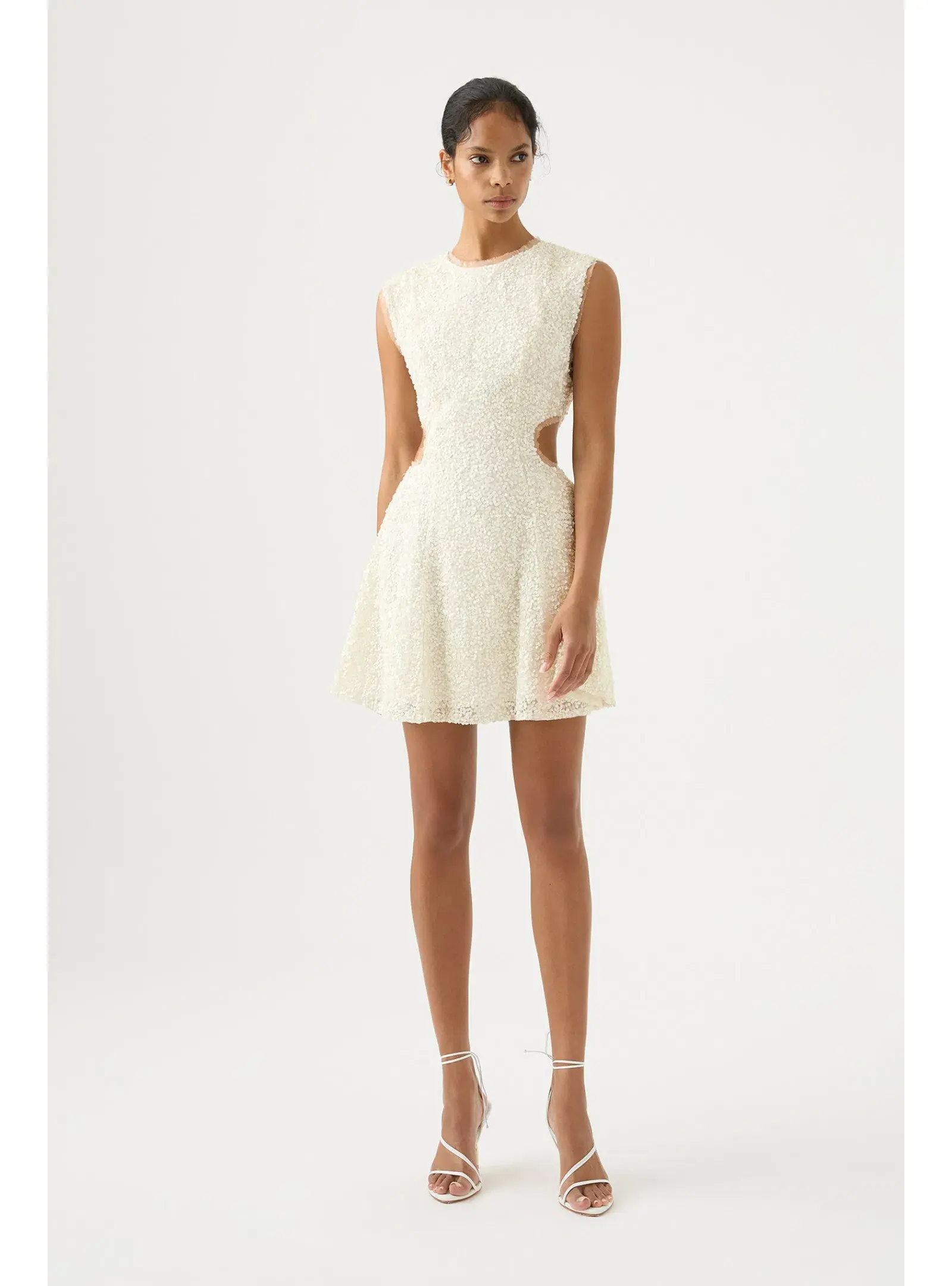 Aje Mirage Beaded Mini Dress Ivory Size AU 10 - Image 1