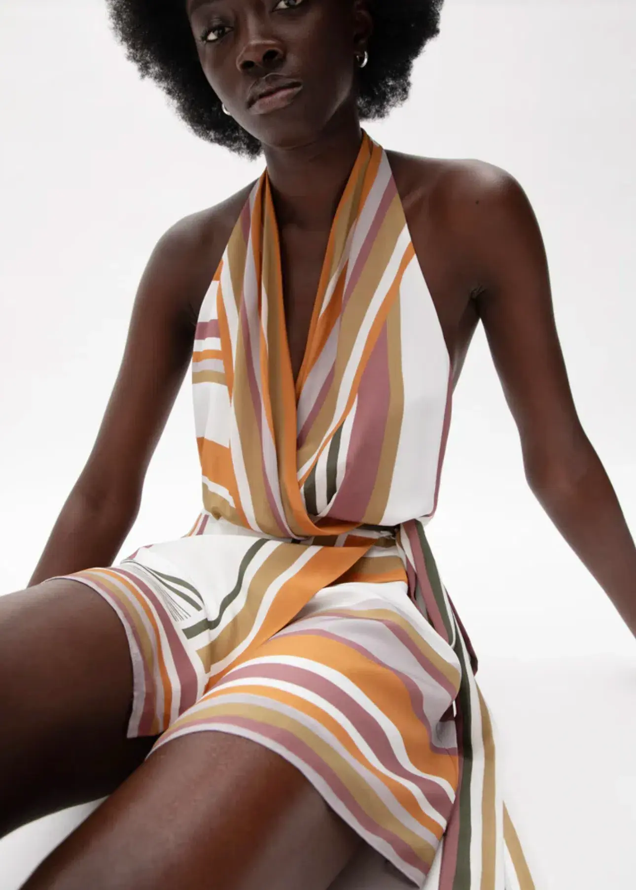 Sir the Label Caprera Wrap Halter Mini Dress Milazzo Stripe Print Size 1 / AU 8 - Image 8