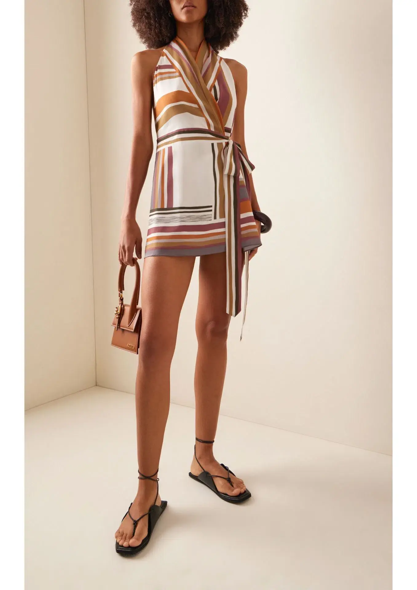 Sir the Label Caprera Wrap Halter Mini Dress Milazzo Stripe Print Size 1 / AU 8 - Image 1