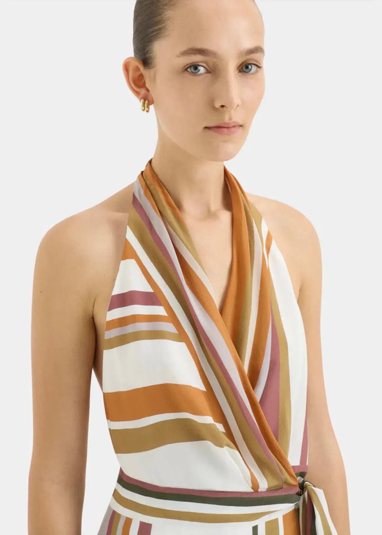 Sir the Label Caprera Wrap Halter Mini Dress Milazzo Stripe Print Size 1 / AU 8 - Image 7