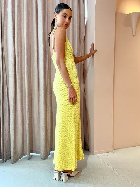 Bec & Bridge Effie Knit Key Maxi Dress Daffodil Yellow Size M / AU 10 - Image 3