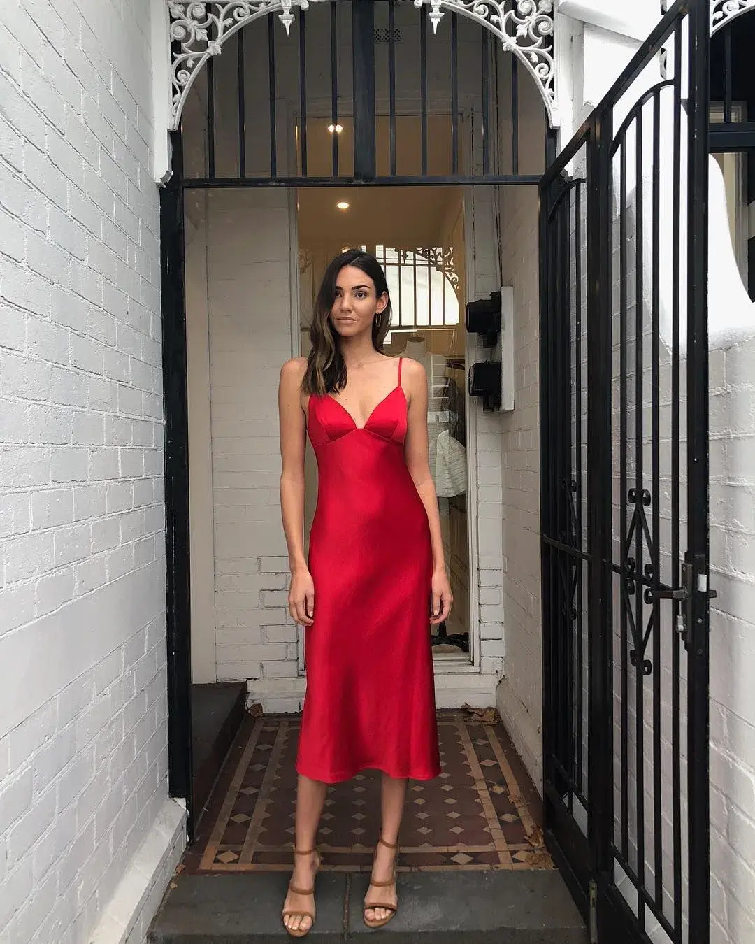 Shona Joy Adonis Bias Slip Ruby Dress Size 8 - Image 1