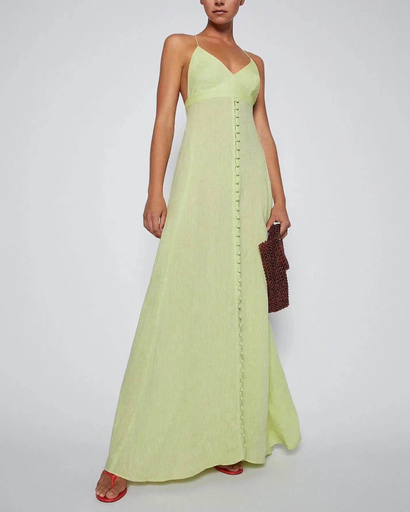 Scanlan Theodore Italian Linen Shoestring Dress Green Size 10 - Image 1