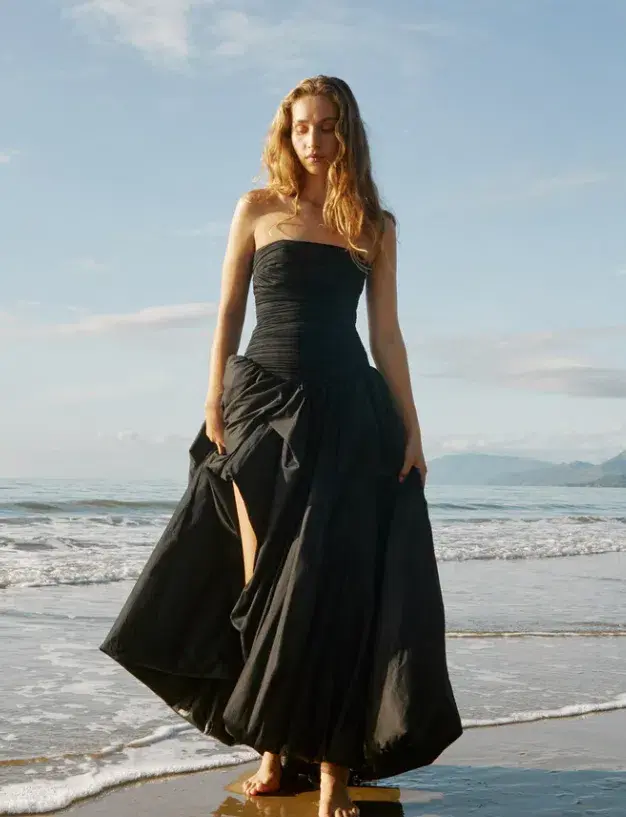 Aje Violette Bubble Hem Maxi Dress Black Size AU 6 for rent on The Volte - main image