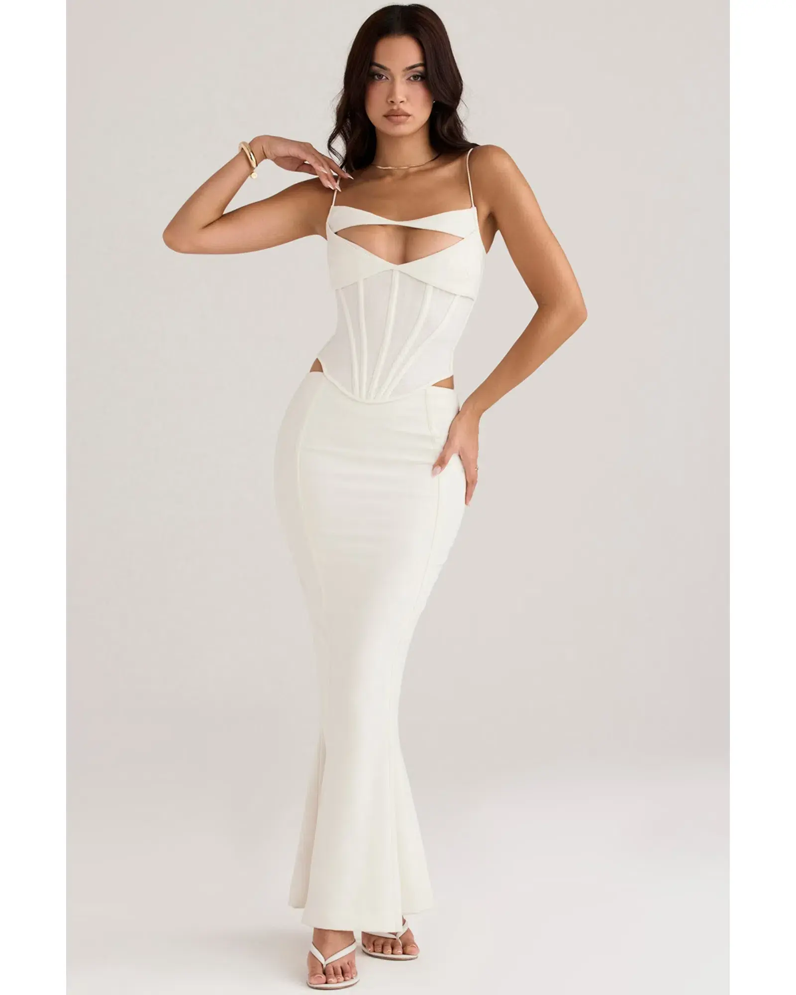 House Of CB Paloma Corset Maxi Dress Ivory Size AU 14 - Image 1