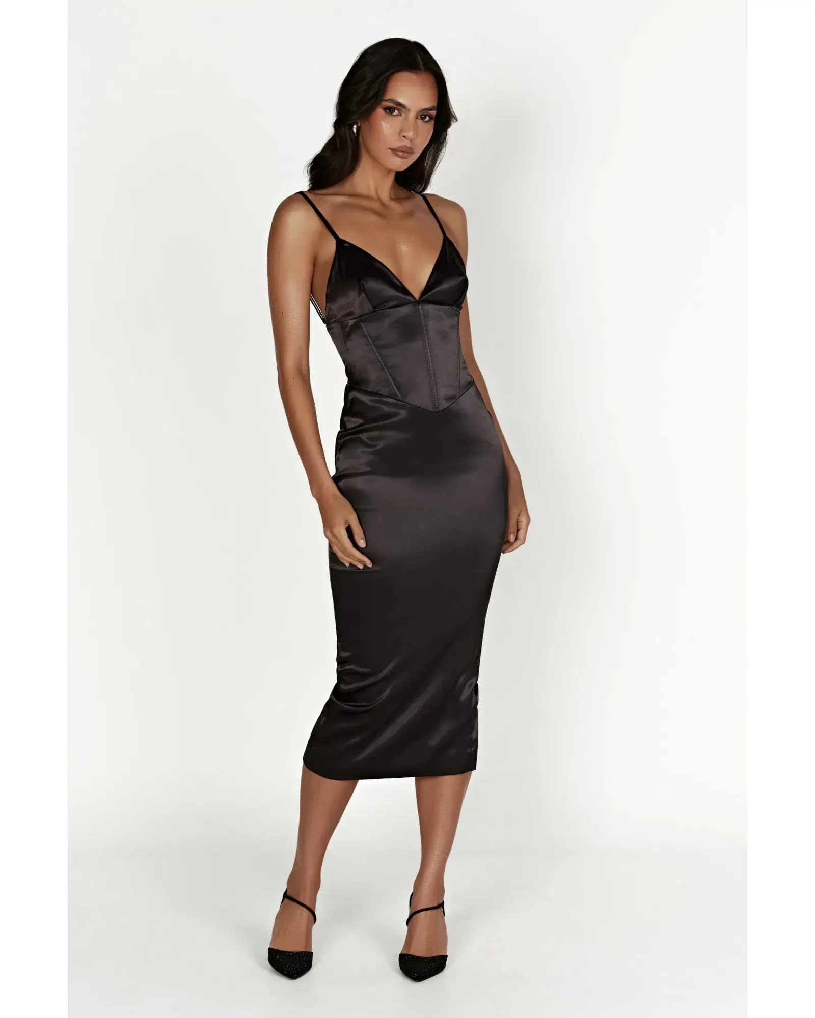 Meshki Brie Corset Midi Dress Black Size S / AU 8  - Image 1