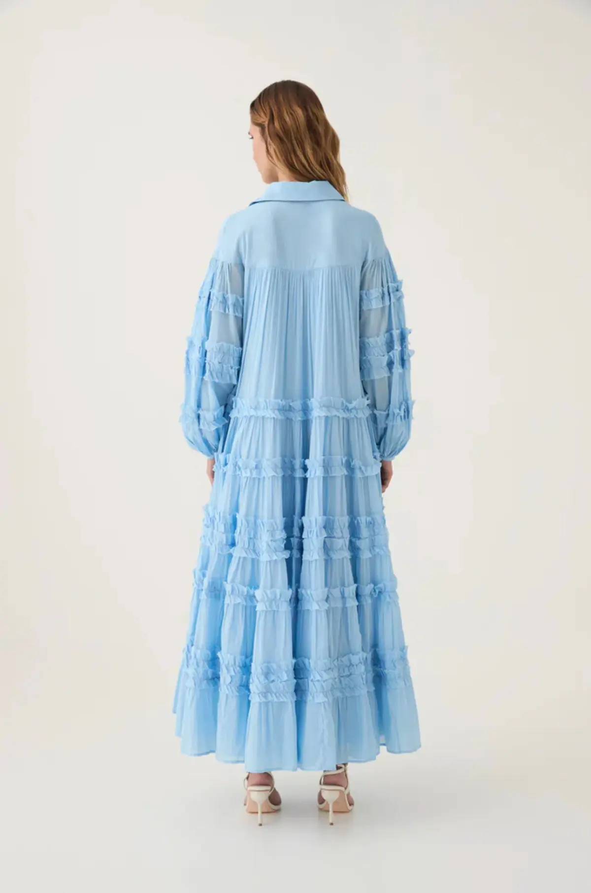 Aje Pastiche Tiered Maxi Dress Powder Blue Size AU 14 - Image 3