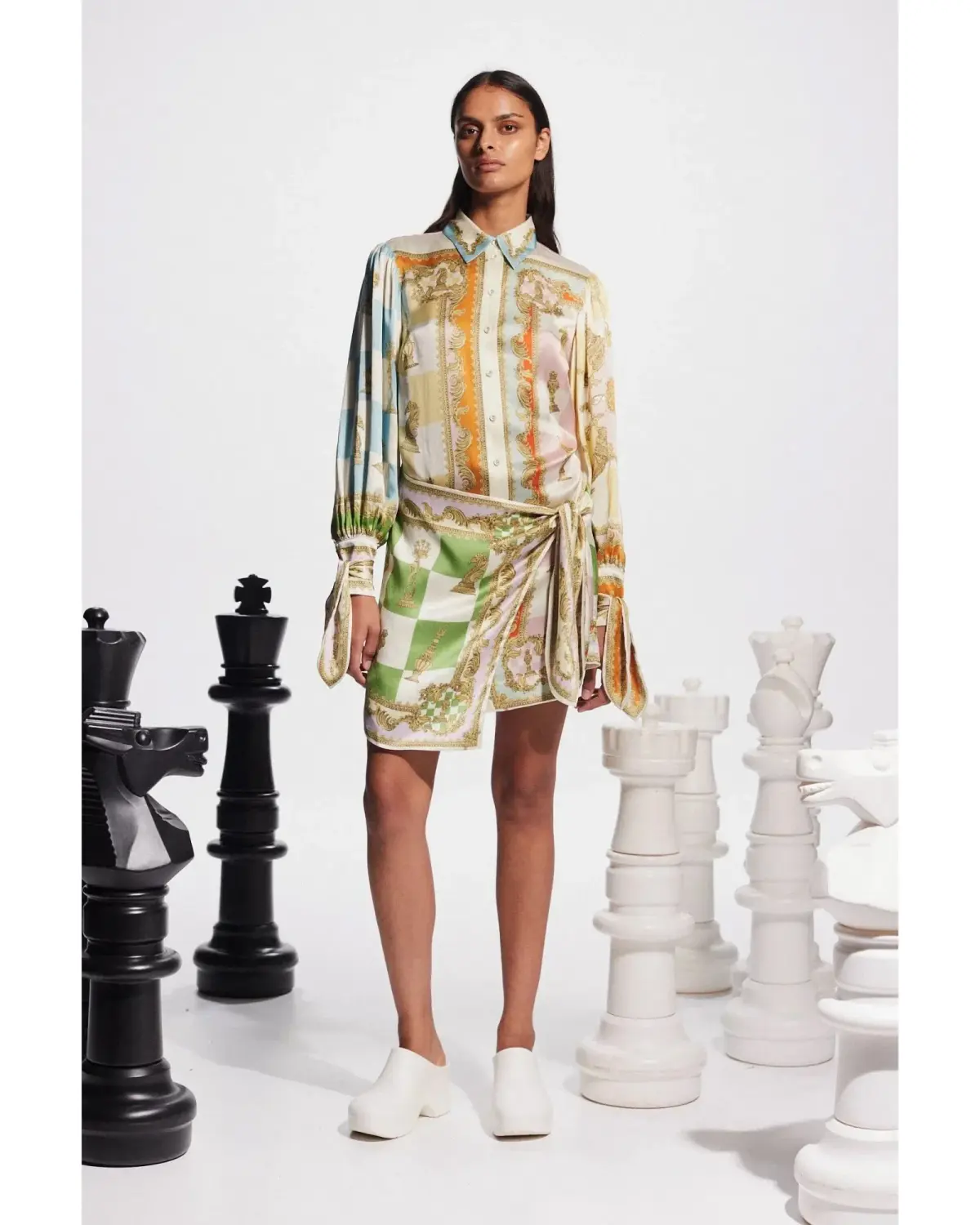 Alemais Checkmate Silk Mini Dress Multi Size AU 12 - Image 1