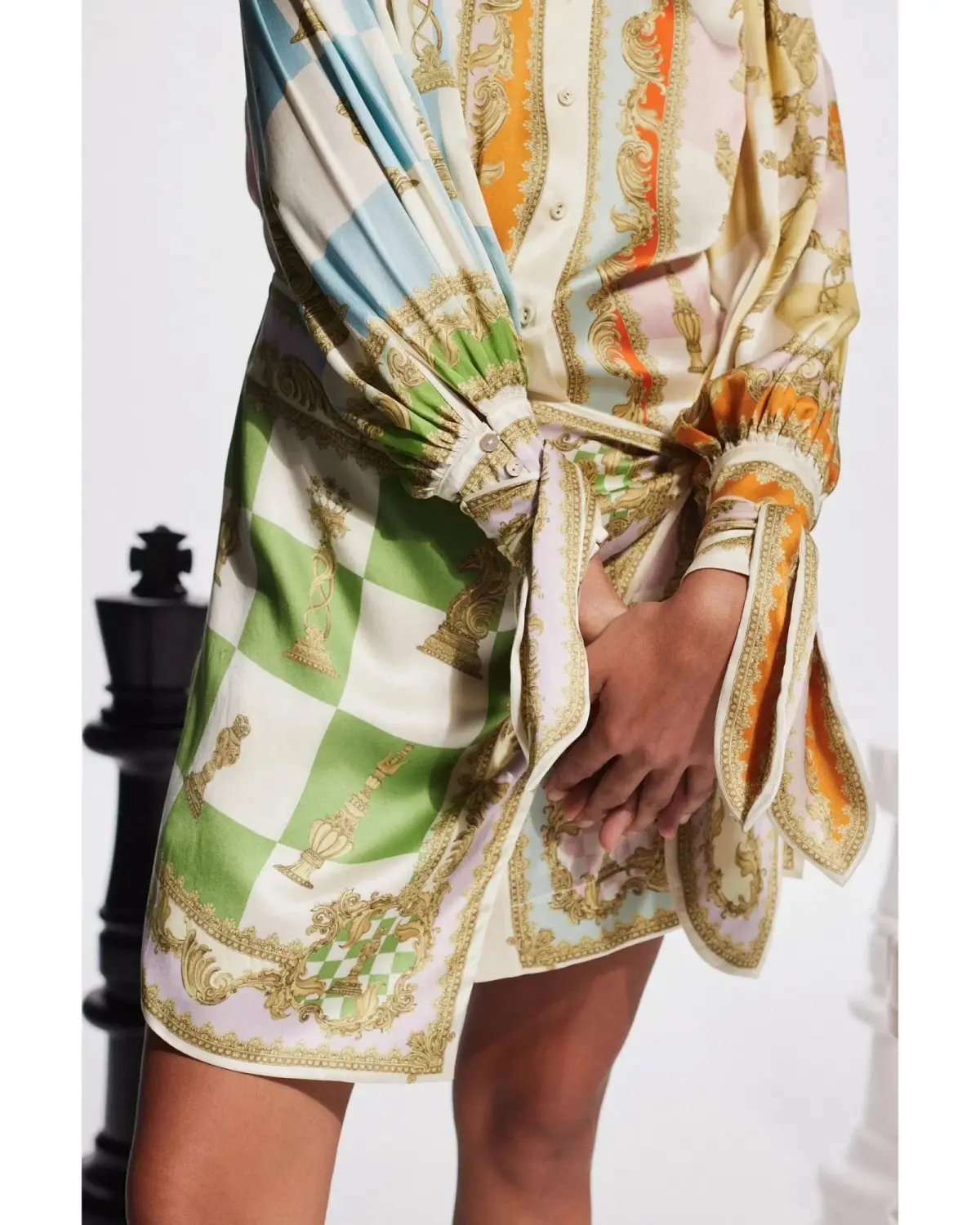 Alemais Checkmate Silk Mini Dress Multi Size AU 12 - Image 4