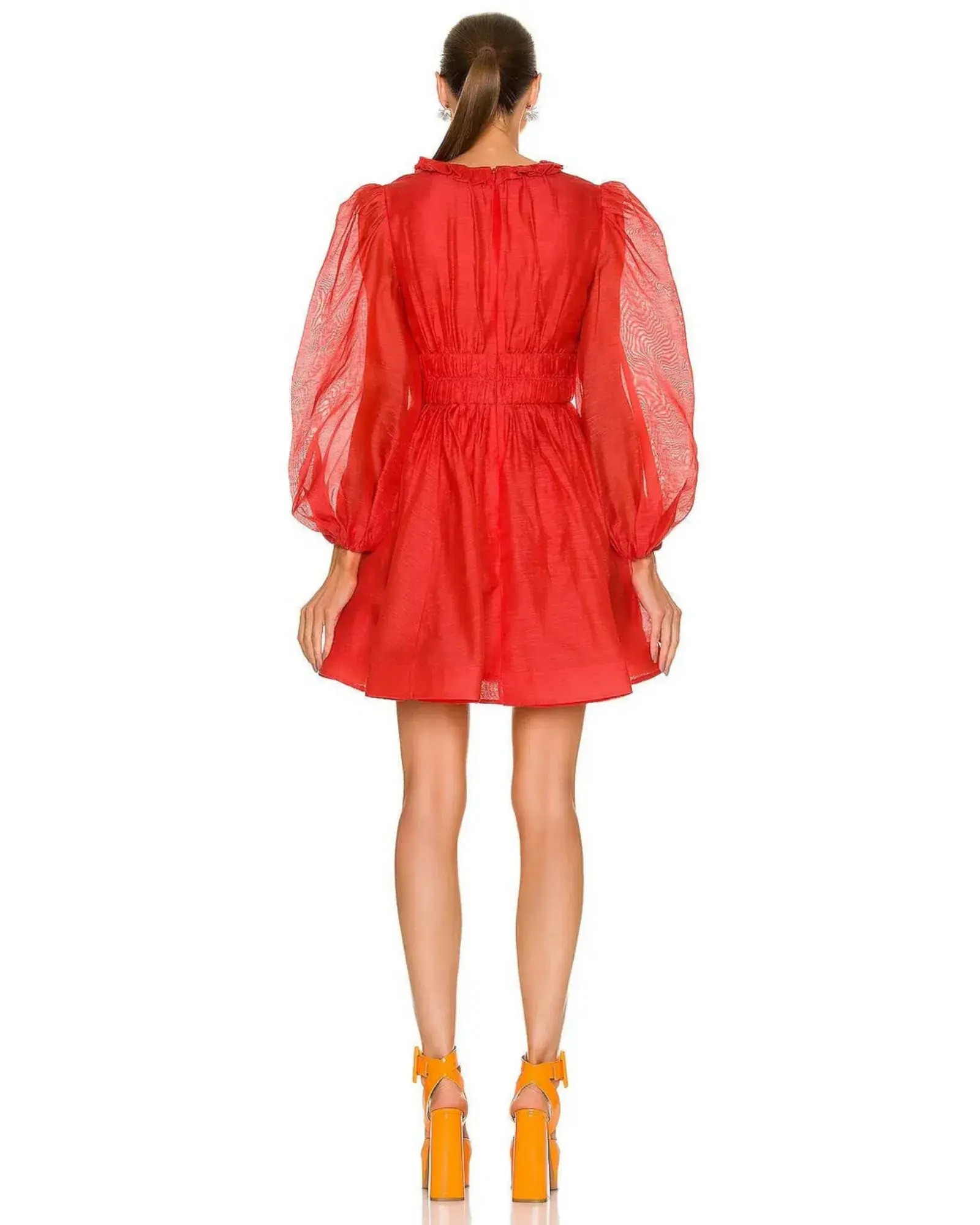 Zimmermann Prima Frill V Neck MIni Dress in Tomato Size 3 / AU 14 - Image 4