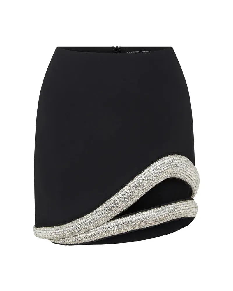 David Koma 3D Crystal Hem Mini Skirt Black Size 8 - Image 2