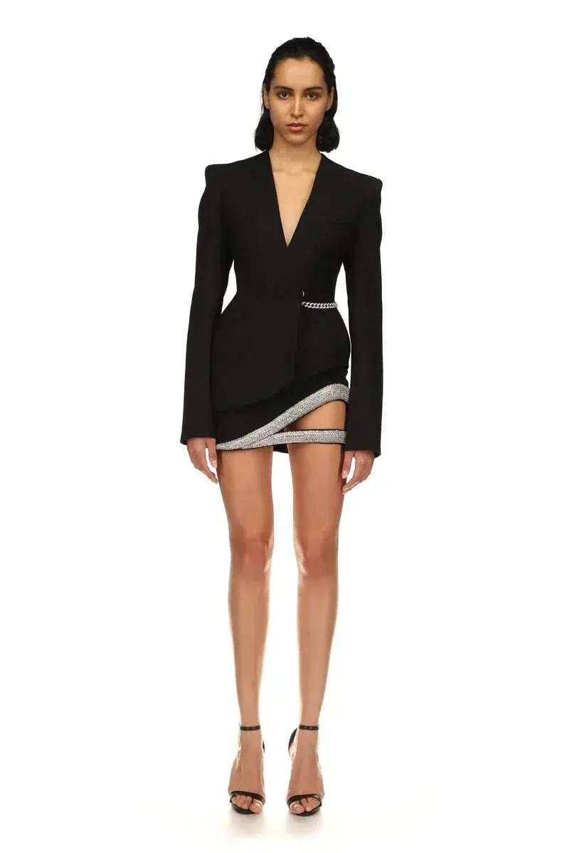 David Koma 3D Crystal Hem Mini Skirt Black Size 8 for rent on The Volte - main image