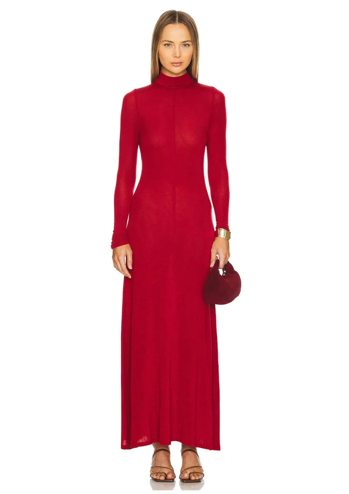 St Agni Jersey Long Sleeve Maxi Dress Rouge Size XS / AU 6 - Image 1
